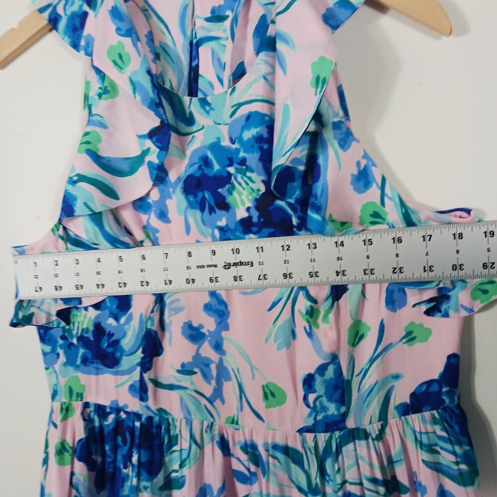 Lilly Pulitzer Rory Dress, Pink Tropics Sweet Pea, Size 14, Racer Back, Flounce - Picture 12 of 16